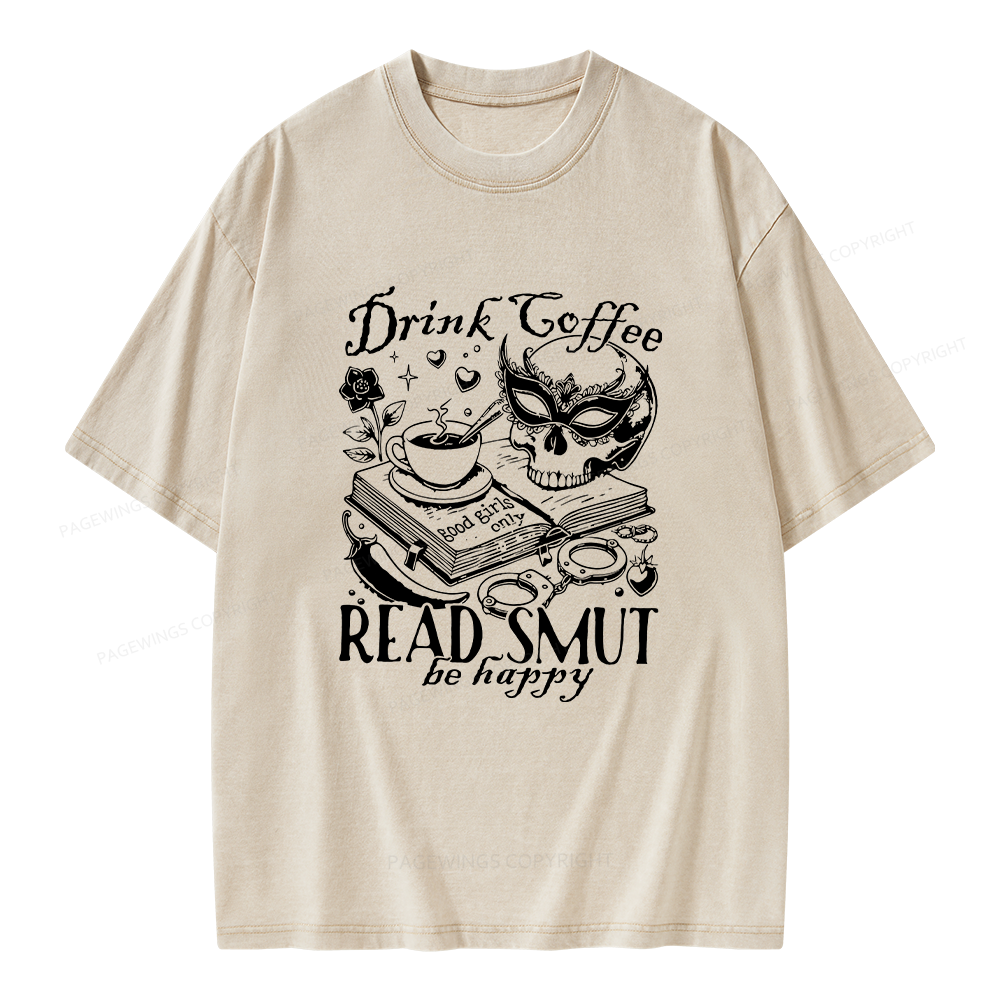 Pagewings Drink Coffee Read Smut Unisex Washed T-shirt