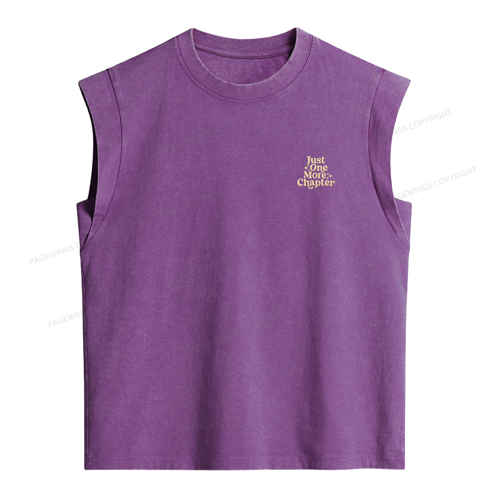 Pagewings Embroidered Just One More Chapter Women's Washed Tank Top