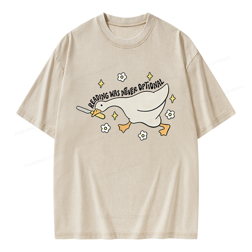 Pagewings Reading Was Never An Option Unisex Washed T-shirt