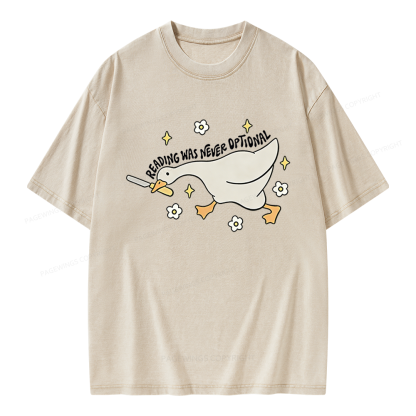 Pagewings Reading Was Never An Option Unisex Washed T-shirt