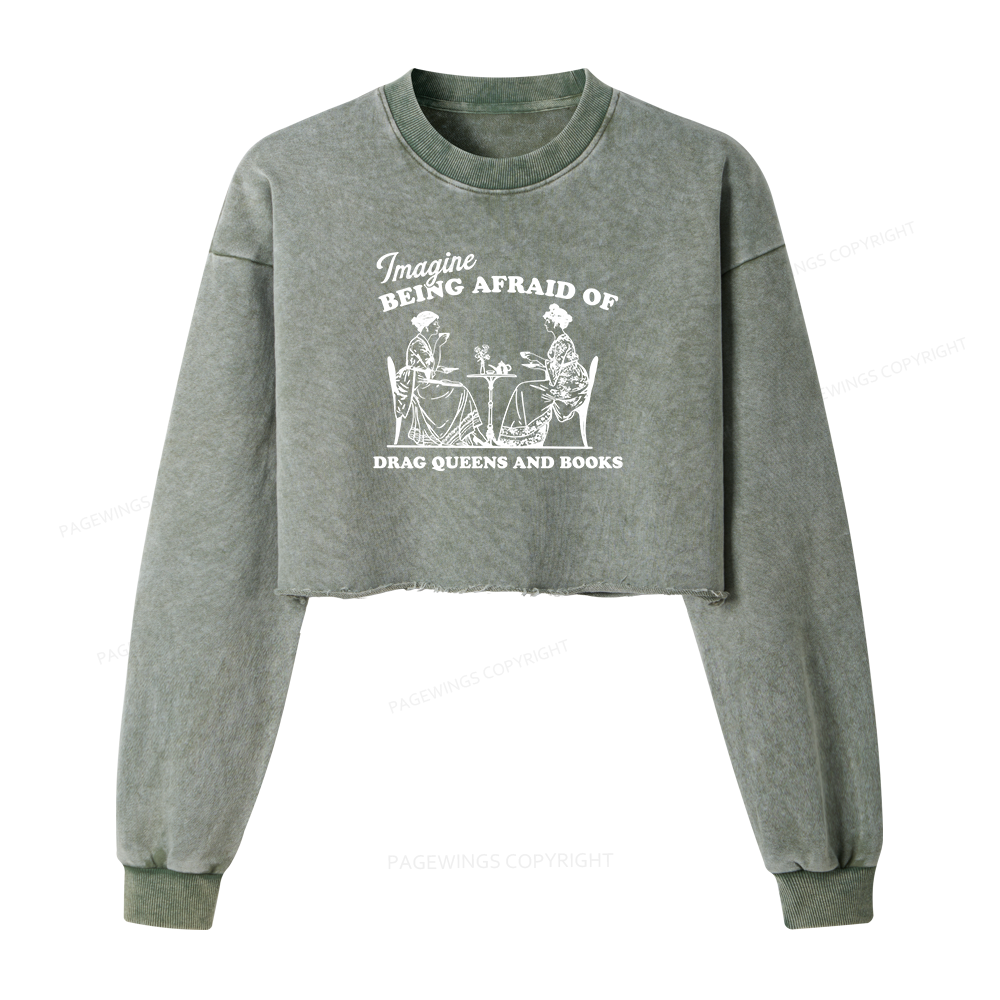 Pagewings Drag Queens Washed Crop Sweatshirt