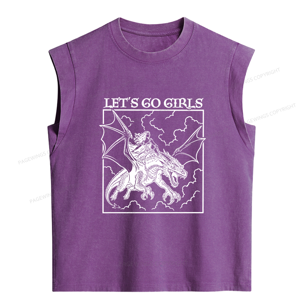 Pagewing Retro Dragon Rider Women's Washed Tank Top