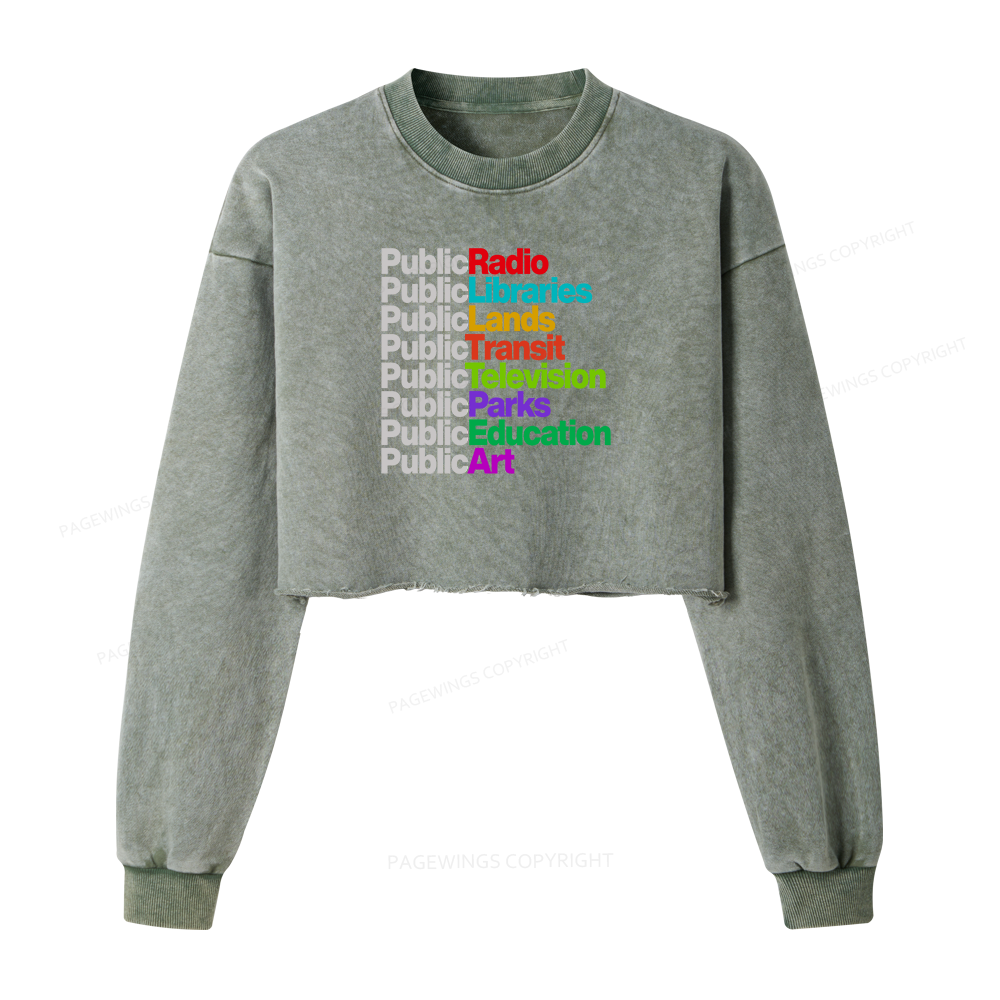 Pagewings Public Libraries Washed Crop Sweatshirt