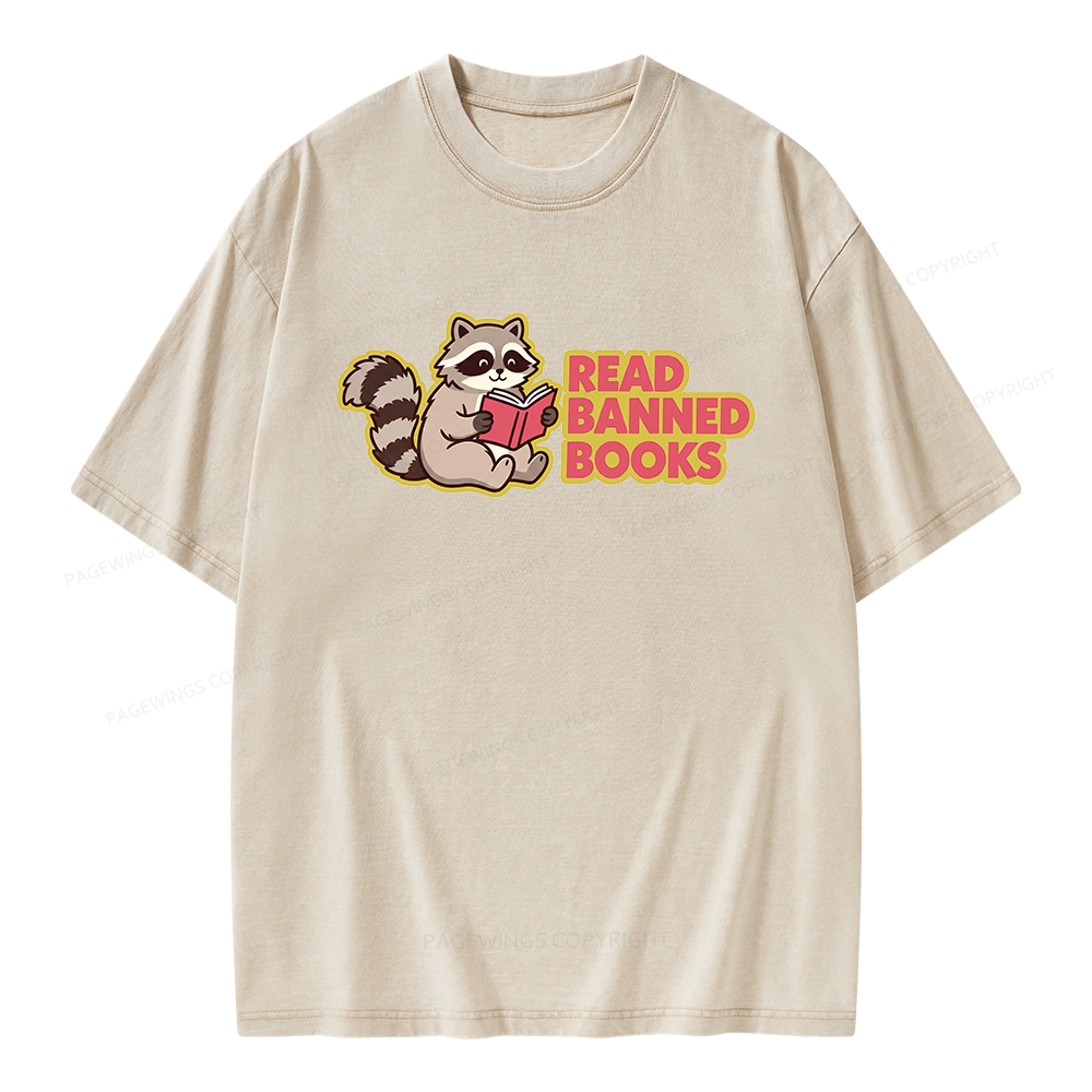 Pagewings Read Banned Books Unisex Washed T-shirt