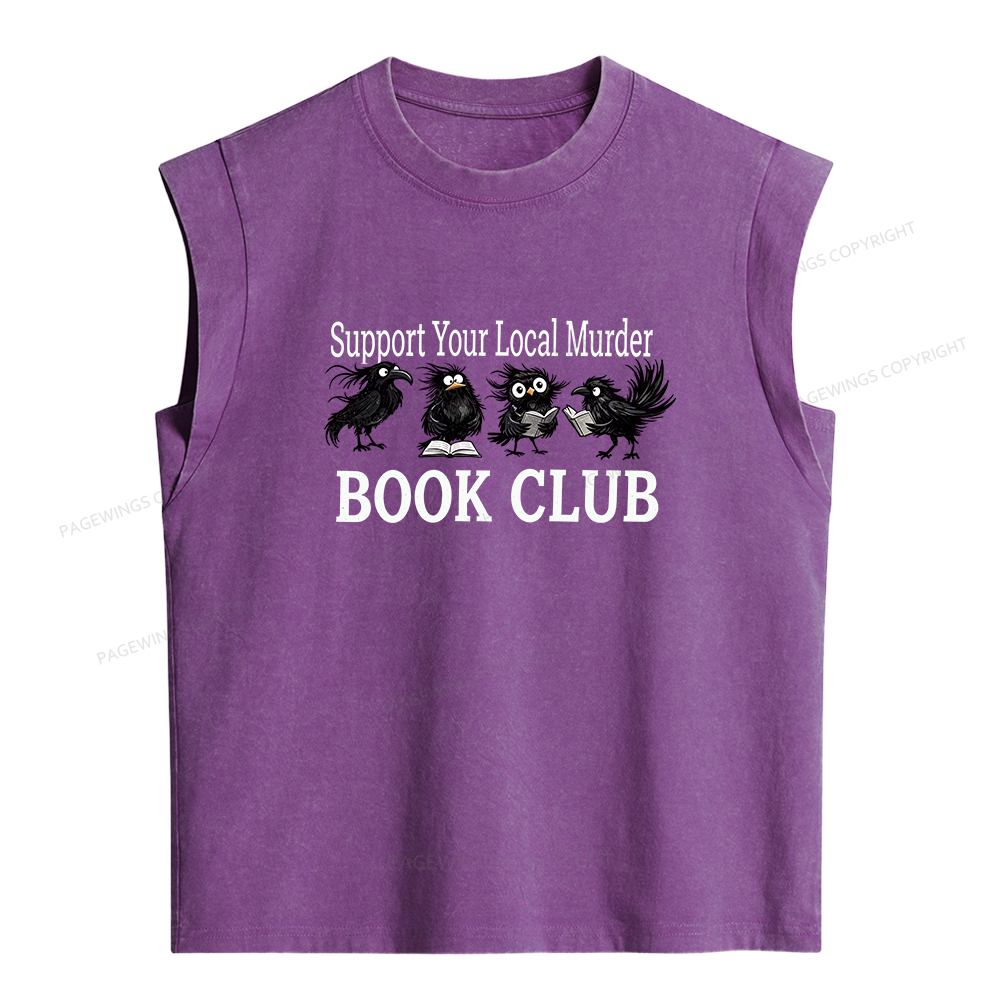 Pagewings Support Your Local Murder Book Club Women's Washed Tank Top