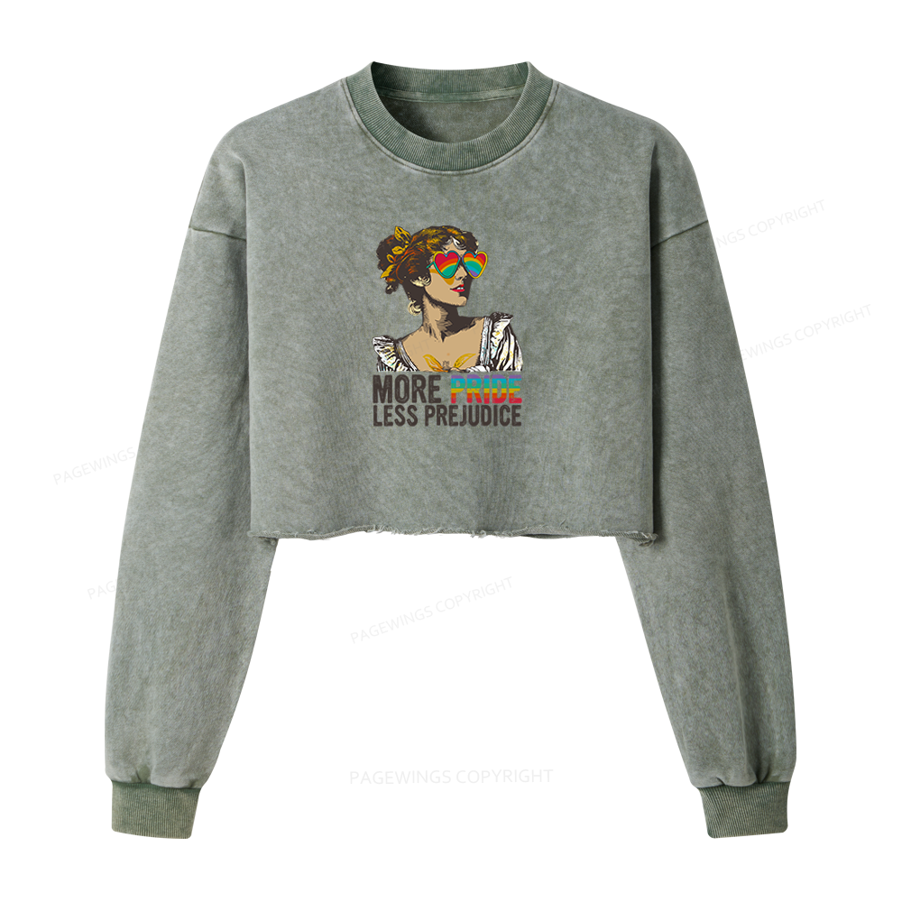 Pagewings More Pride Less Prejudice Women Washed Crop Sweatshirt