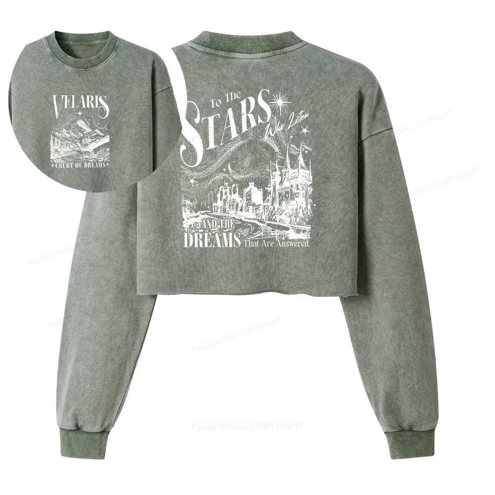 Pagewings Velaris City Of Starlight  Women Washed Crop Sweatshirt