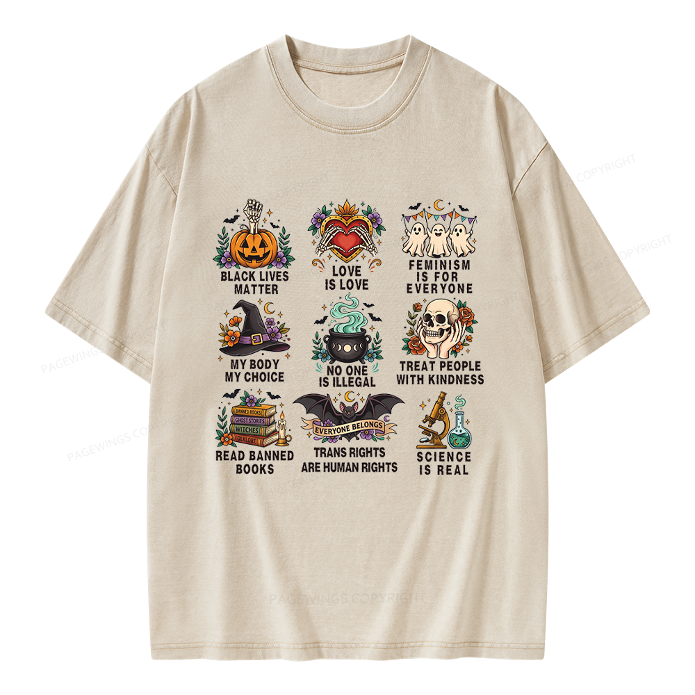Pagewings Inclusive Halloween Unisex Washed T-shirt