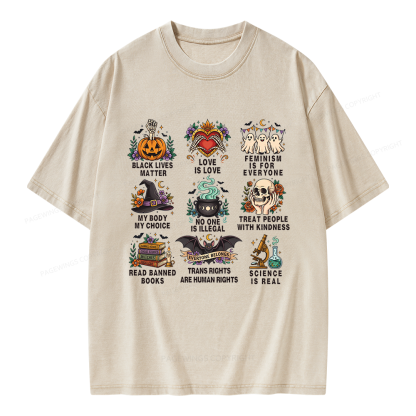 Pagewings Inclusive Halloween Unisex Washed T-shirt