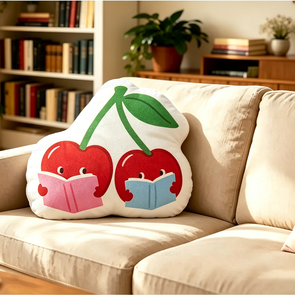 Pagewings Berries Reading Shaped Throw Pillow