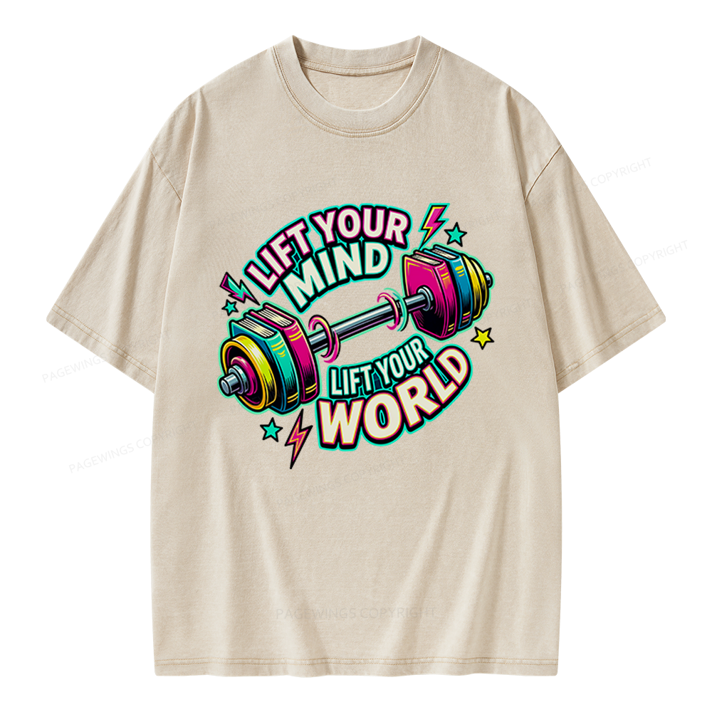 Pagewings Lift Your Mind Lift Your World Unisex Washed T-shirt