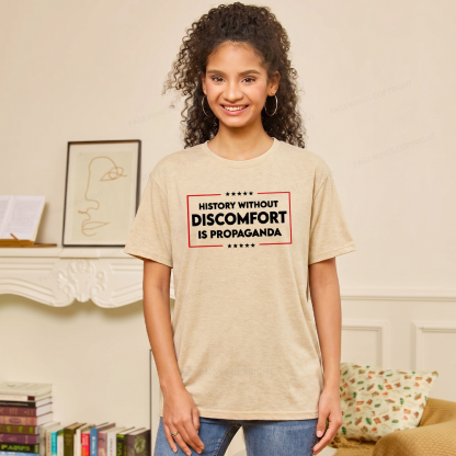 Pagewings History Without Discomfort Is Propaganda Unisex Heather T-Shirt
