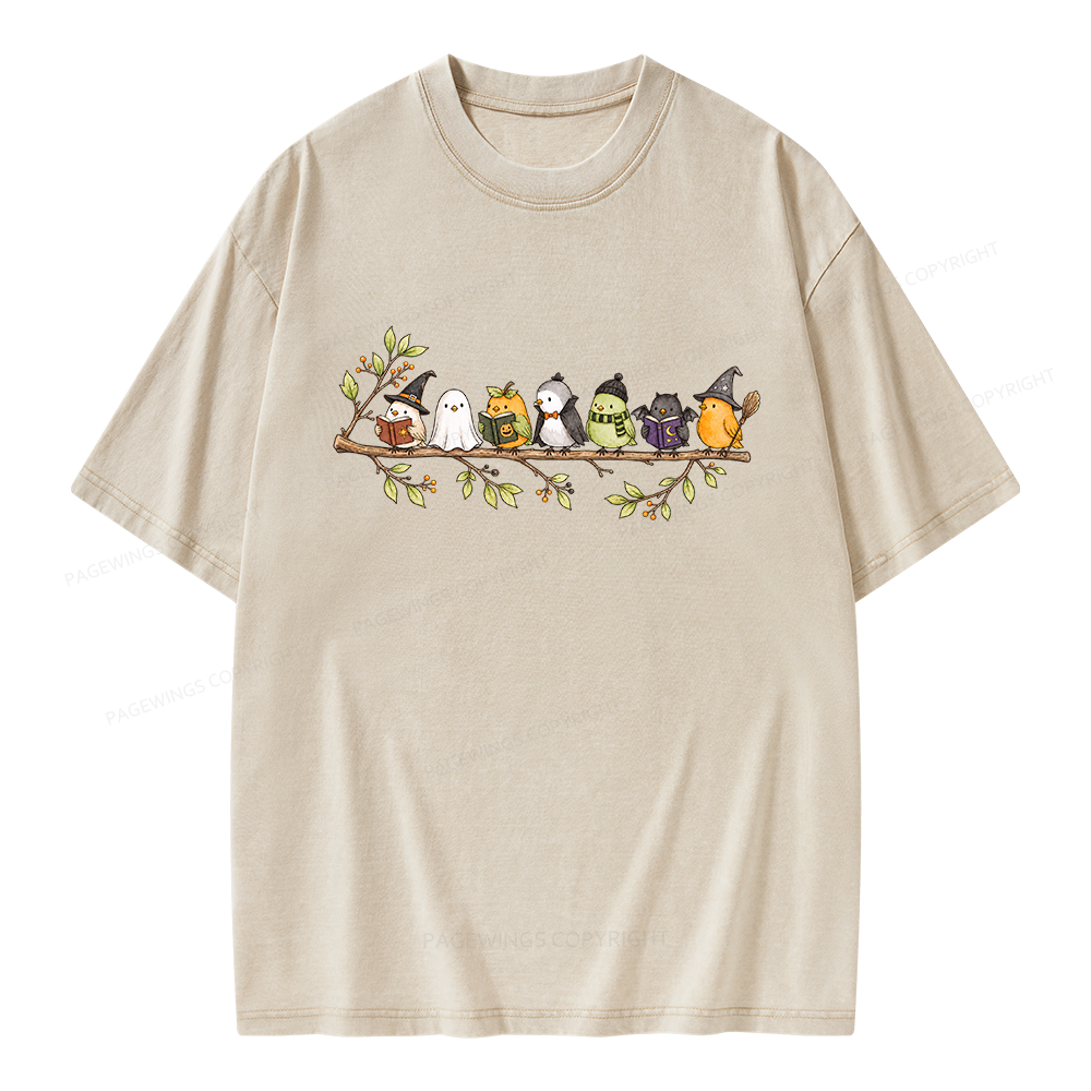Pagewings Halloween Bird Unisex Washed T-shirt