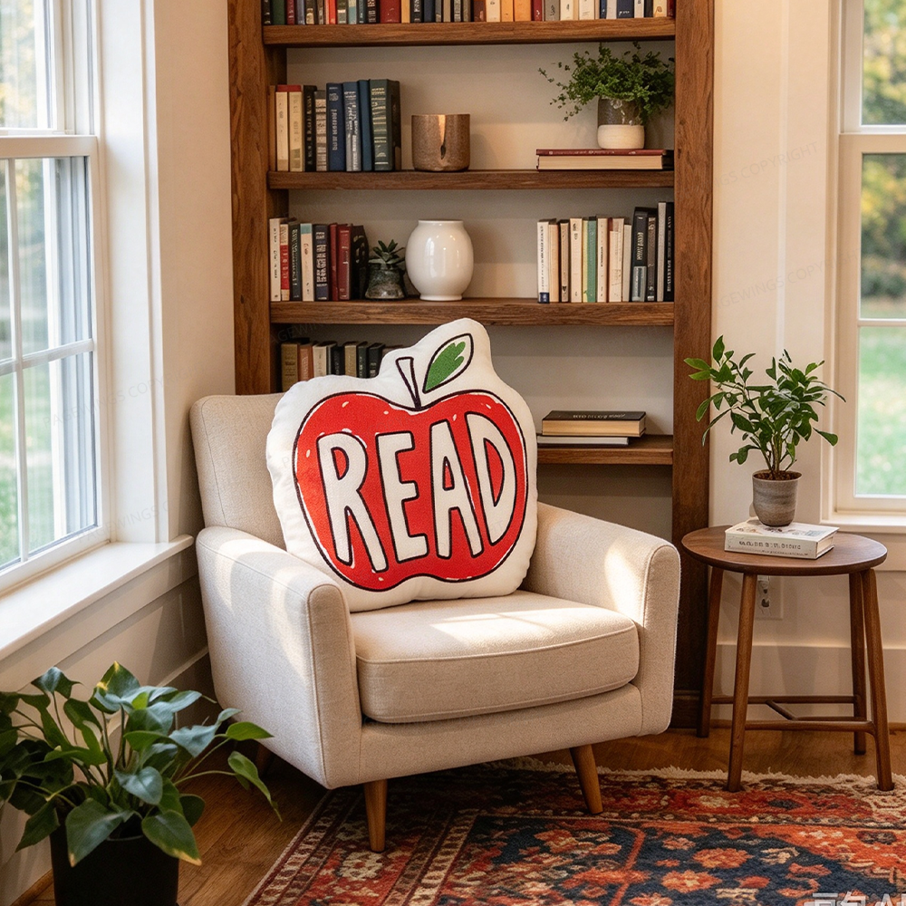 Pagewings Reading Apple Shaped Throw Pillow