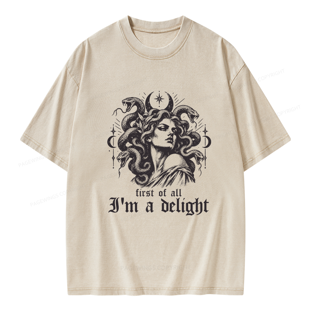 Pagewings First of All I'm a Delight Unisex Washed T-shirt