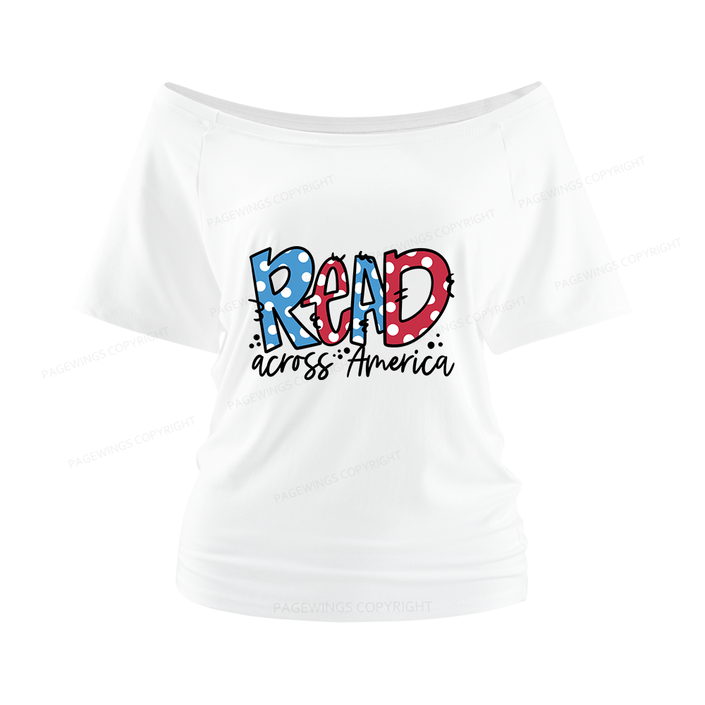 Pagewings Read Across America Women Off Shoulder T-shirts