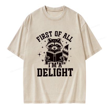 Pagewings First of All I’m a Delight Unisex Washed T-shirt