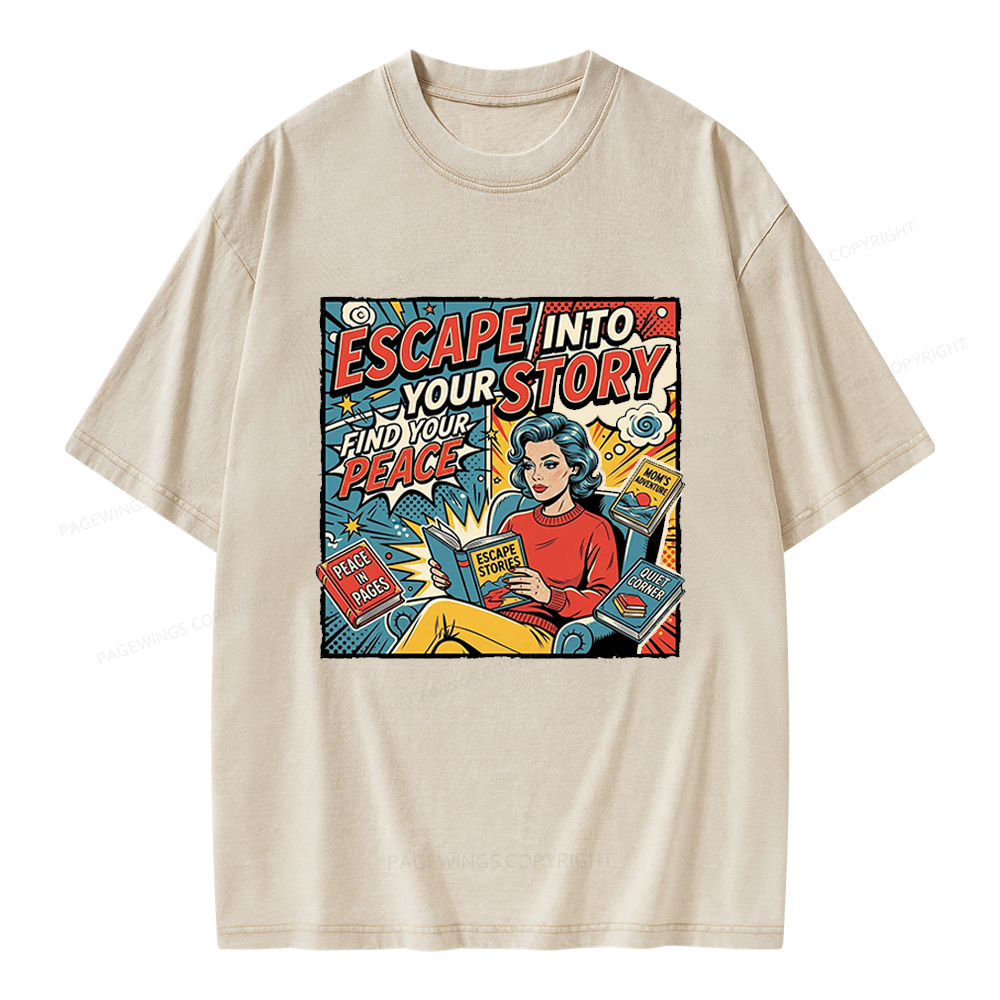 Pagewings Escape Into Your Story Unisex Washed T-shirt