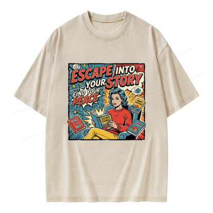 Pagewings Escape Into Your Story Unisex Washed T-shirt