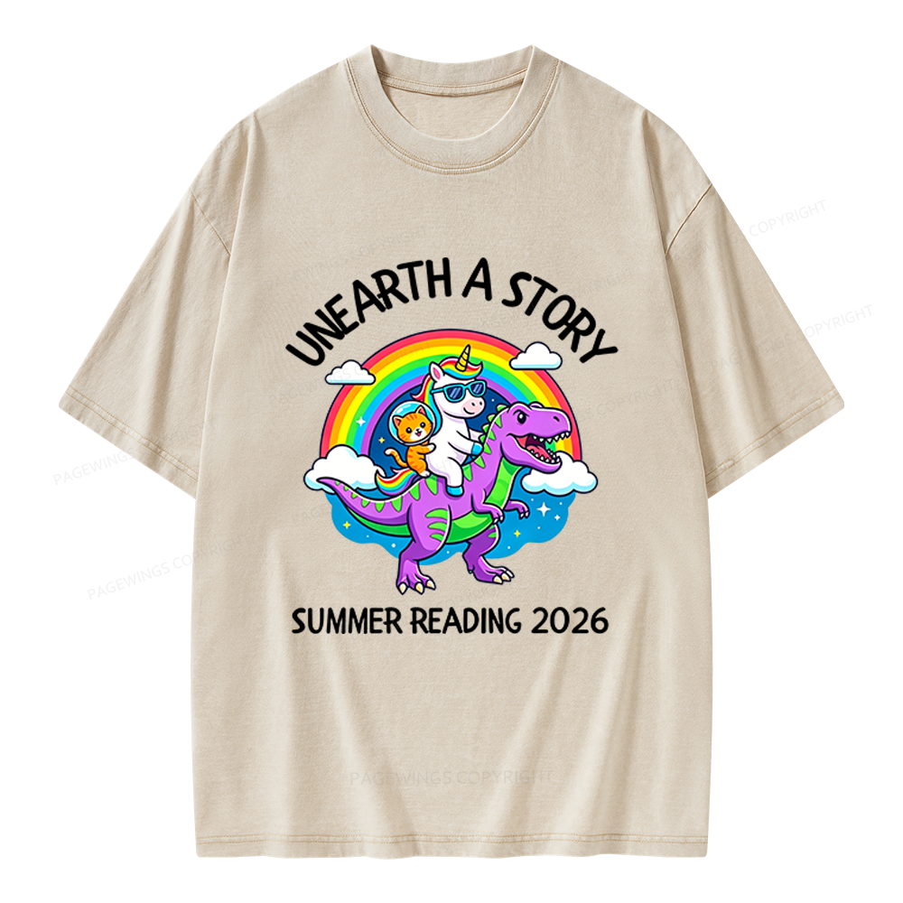 Pagewings Summer Reading Unisex Washed T-shirt