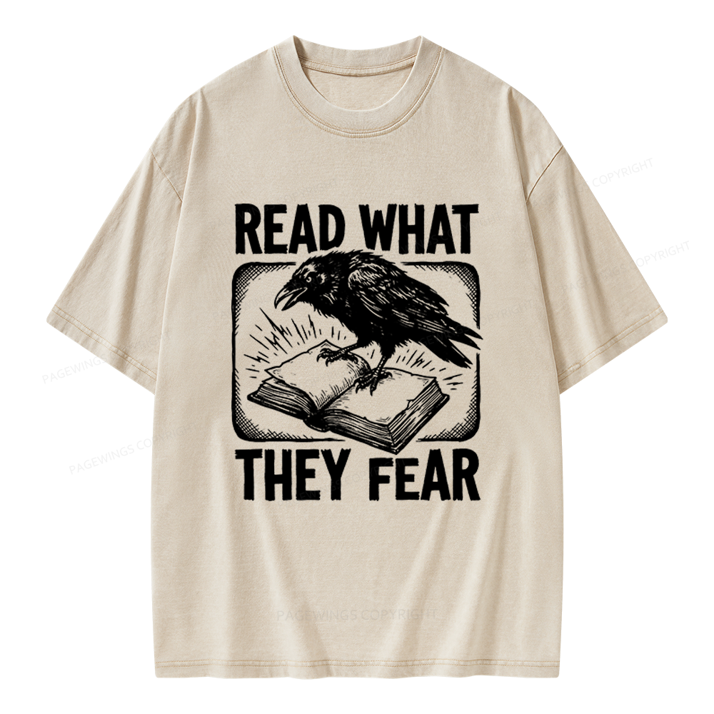 Pagewings Read What They Fear Unisex Washed T-shirt