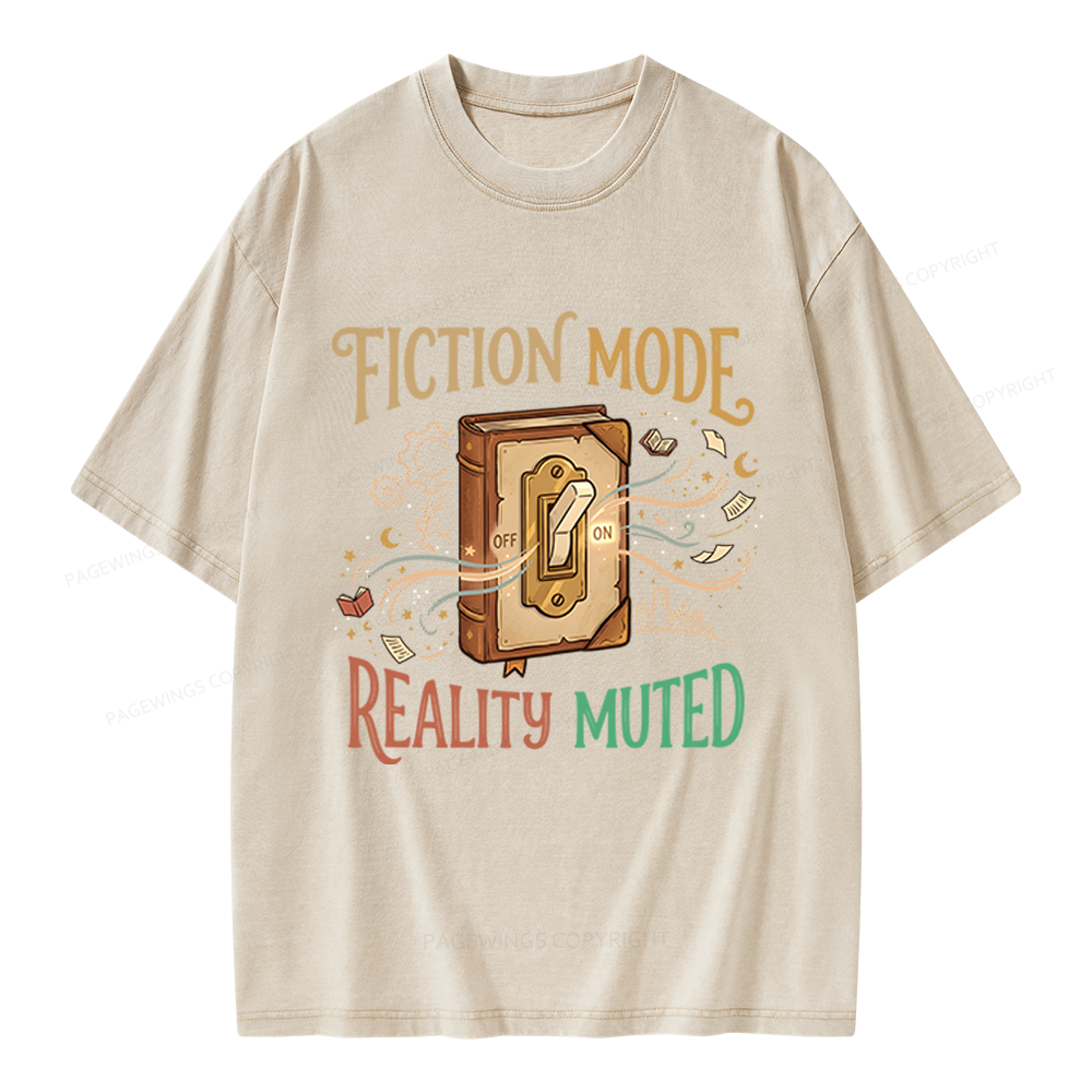 Pagewings Fiction Mode On Unisex Washed T-shirt