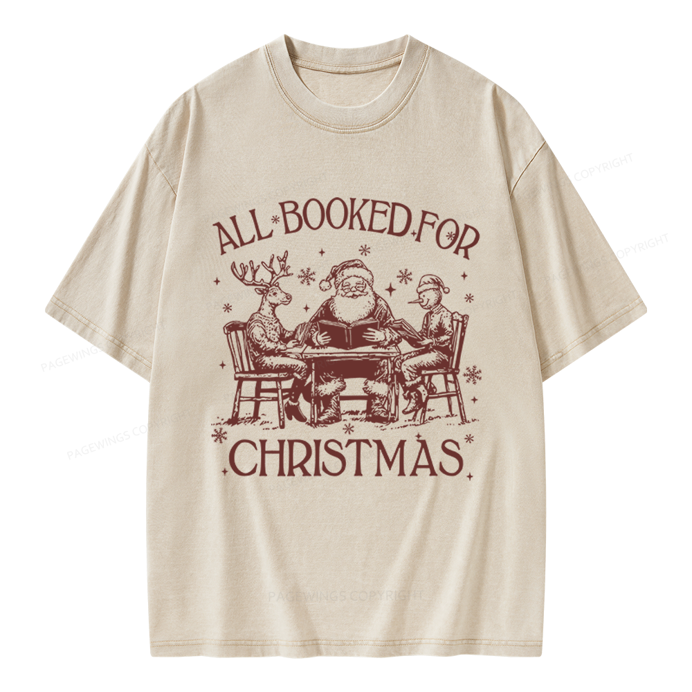 Pagewings Retro All Booked For Christmas Unisex Washed T-shirt