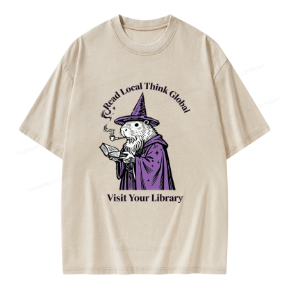 Pagewings  Visit Your Library Unisex Washed T-shirt