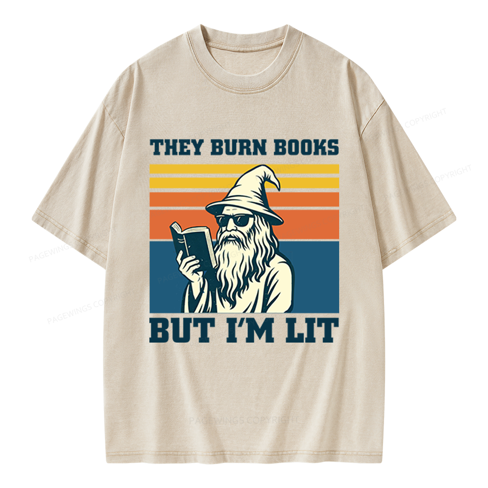 Pagewings They Burn Books Unisex Washed T-shirt