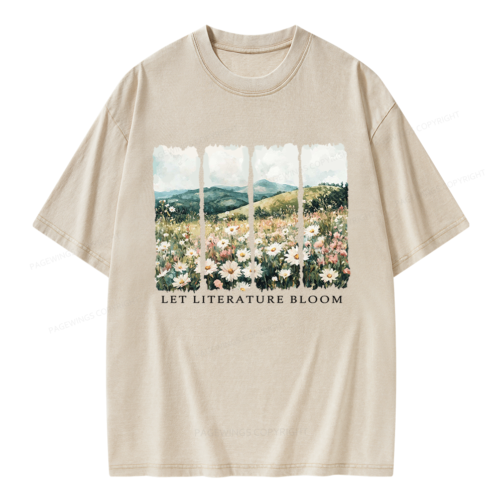 Pagewings Let Literature Bloom Unisex Washed T-shirt