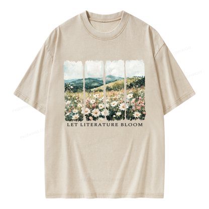Pagewings Let Literature Bloom Unisex Washed T-shirt