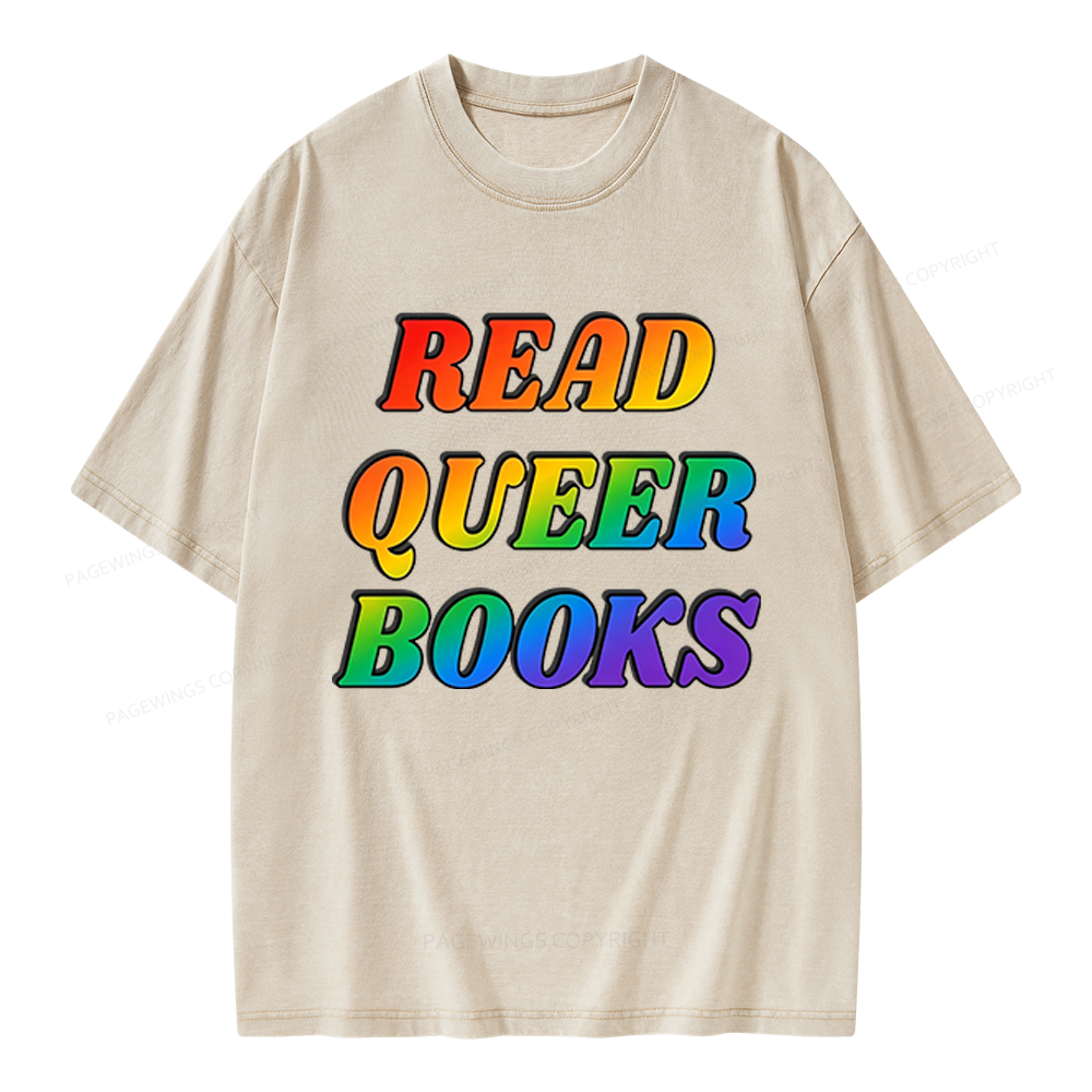 Pagewings Queer Books Unisex Washed T-shirt
