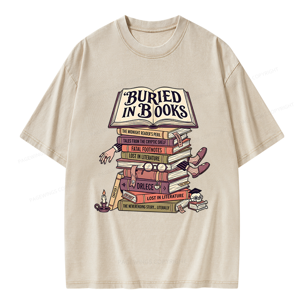 Pagewings Buried In Books Unisex Washed T-shirt