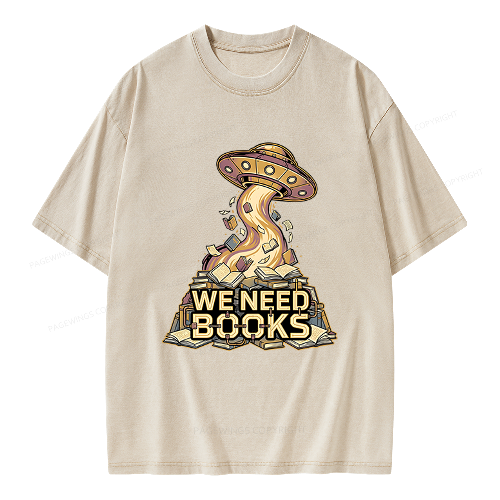 Pagewings We Need Books Unisex Washed T-shirt