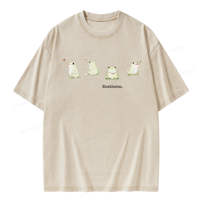 Pagewings Frog Reading Unisex Washed T-shirt