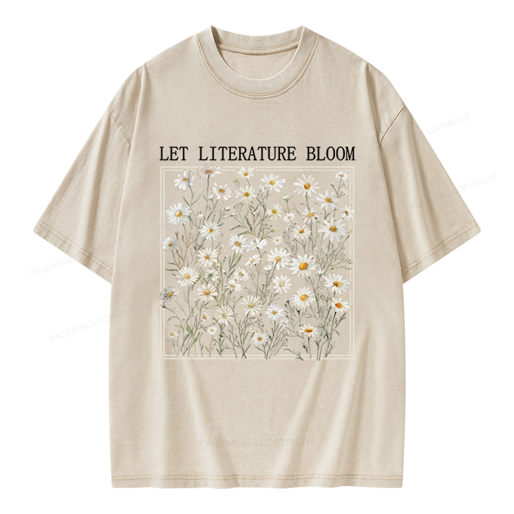 Pagewings Let Literature Bloom Unisex Washed T-shirt