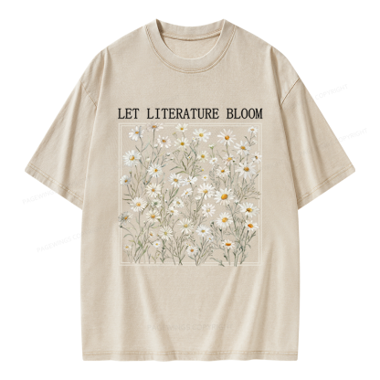 Pagewings Let Literature Bloom Unisex Washed T-shirt