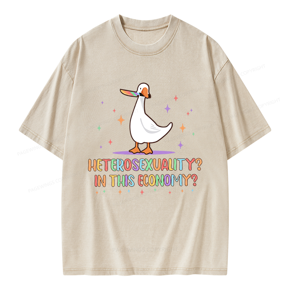 Pagewings Heterosexuality In This Economy Unisex Washed T-shirt