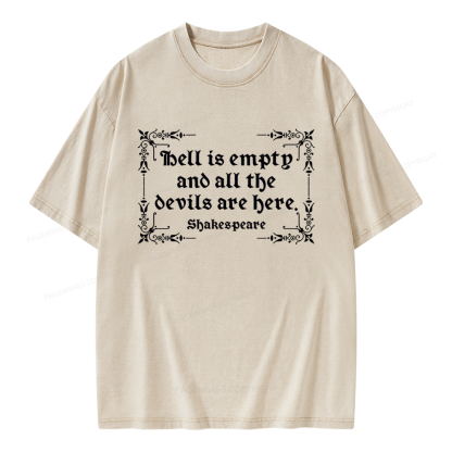 Pagewings Hell Is Empty Unisex Washed T-shirt