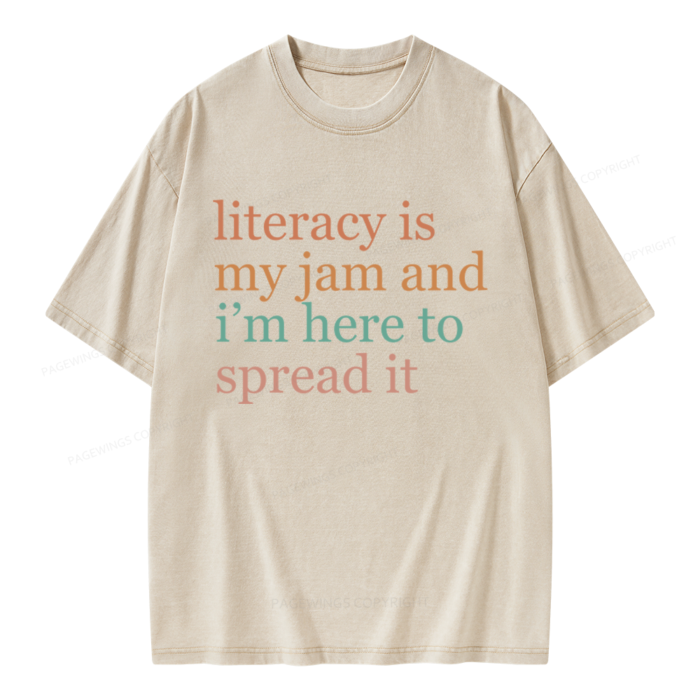 Pagewings Literacy Is My Jam Unisex Washed T-shirt