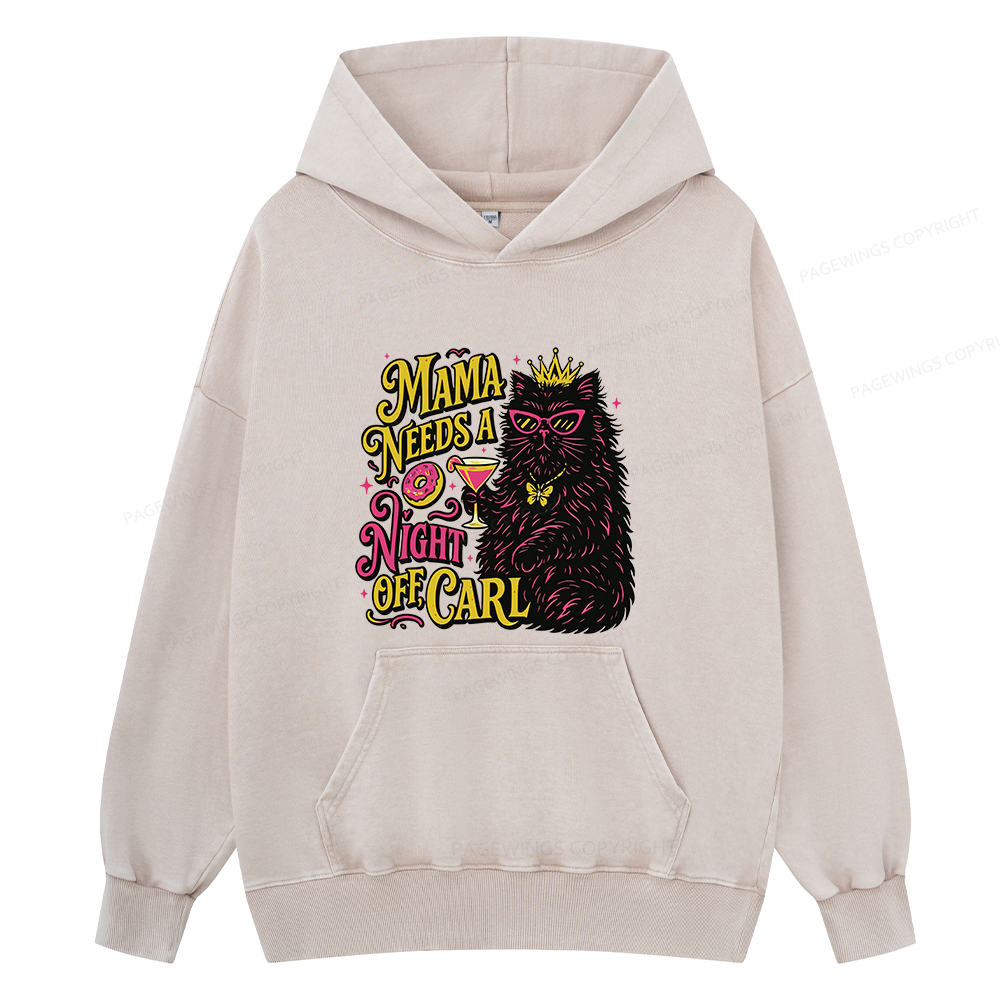Pagewings Mama Needs A Night Off Unisex Washed Hoodie