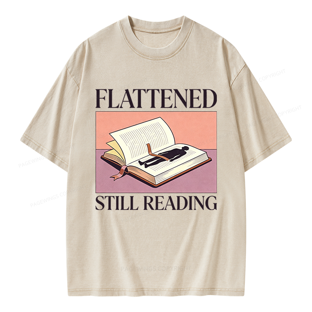 Pagewings Flattened Still Reading Unisex Washed T-shirt