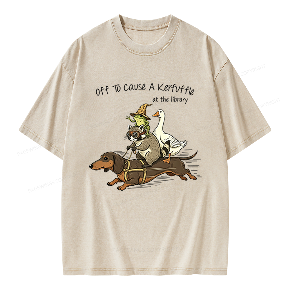 Pagewings Off To Cause A Kerfuffle At The Library Unisex Washed T-shirt