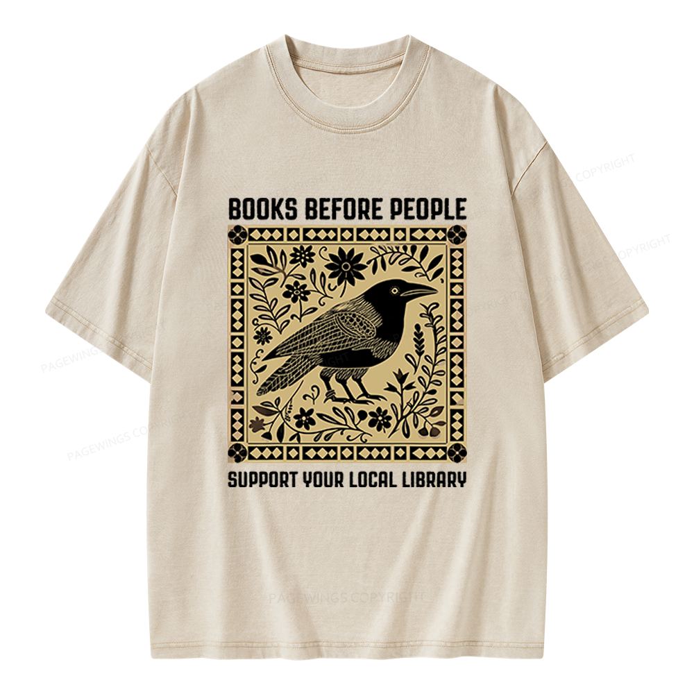 Pagewings Support Your Local Library Unisex Washed T-shirt
