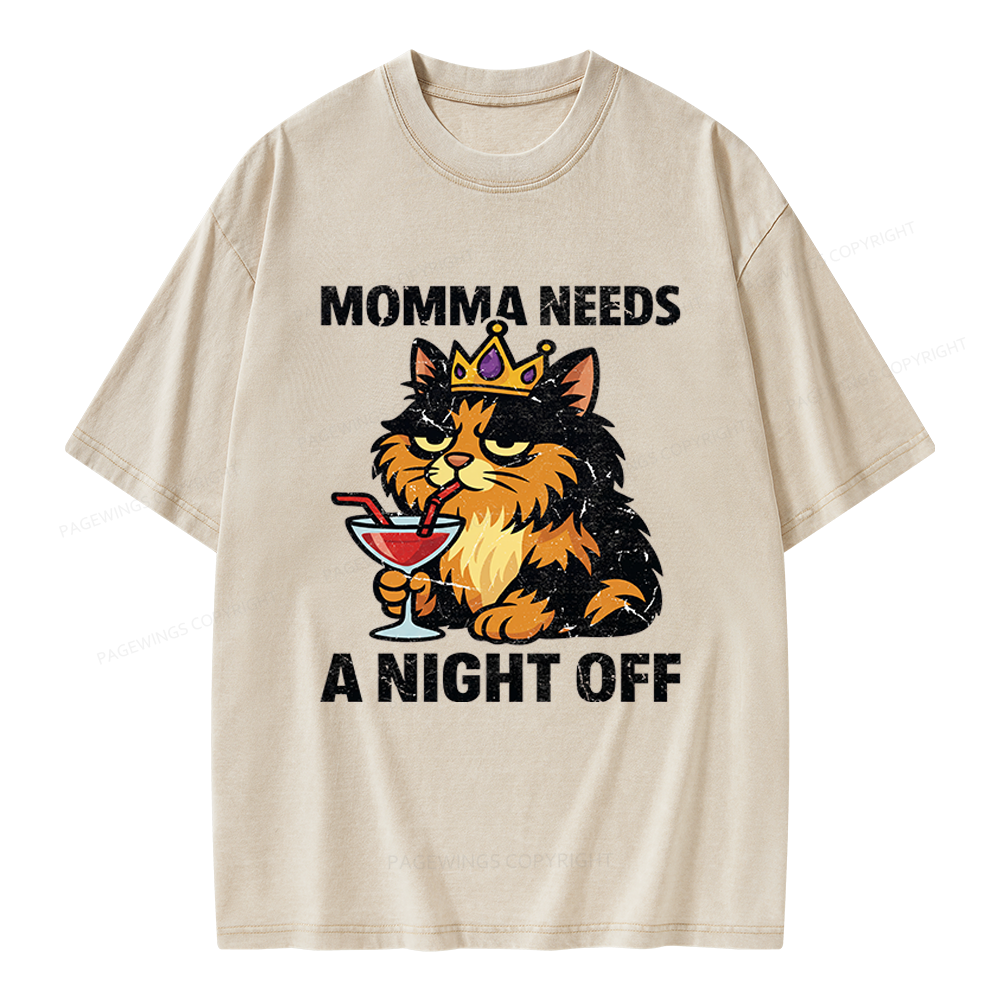 Pagewings Momma Needs A Night Off Unisex Washed T-shirt
