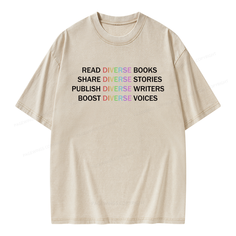 Pagewings Read Diverse Books Unisex Washed T-shirt