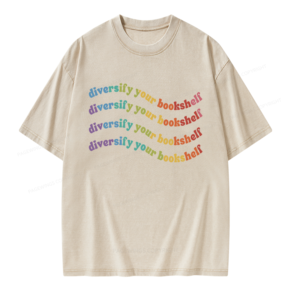 Pagewings Diversify Your Bookshelf Unisex Washed T-shirt
