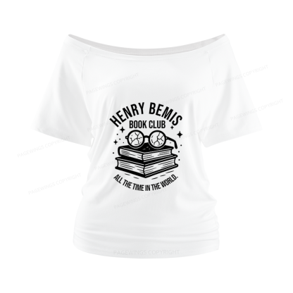 Pagewings Henry Bemis Book Club Women Off Shoulder T-shirts