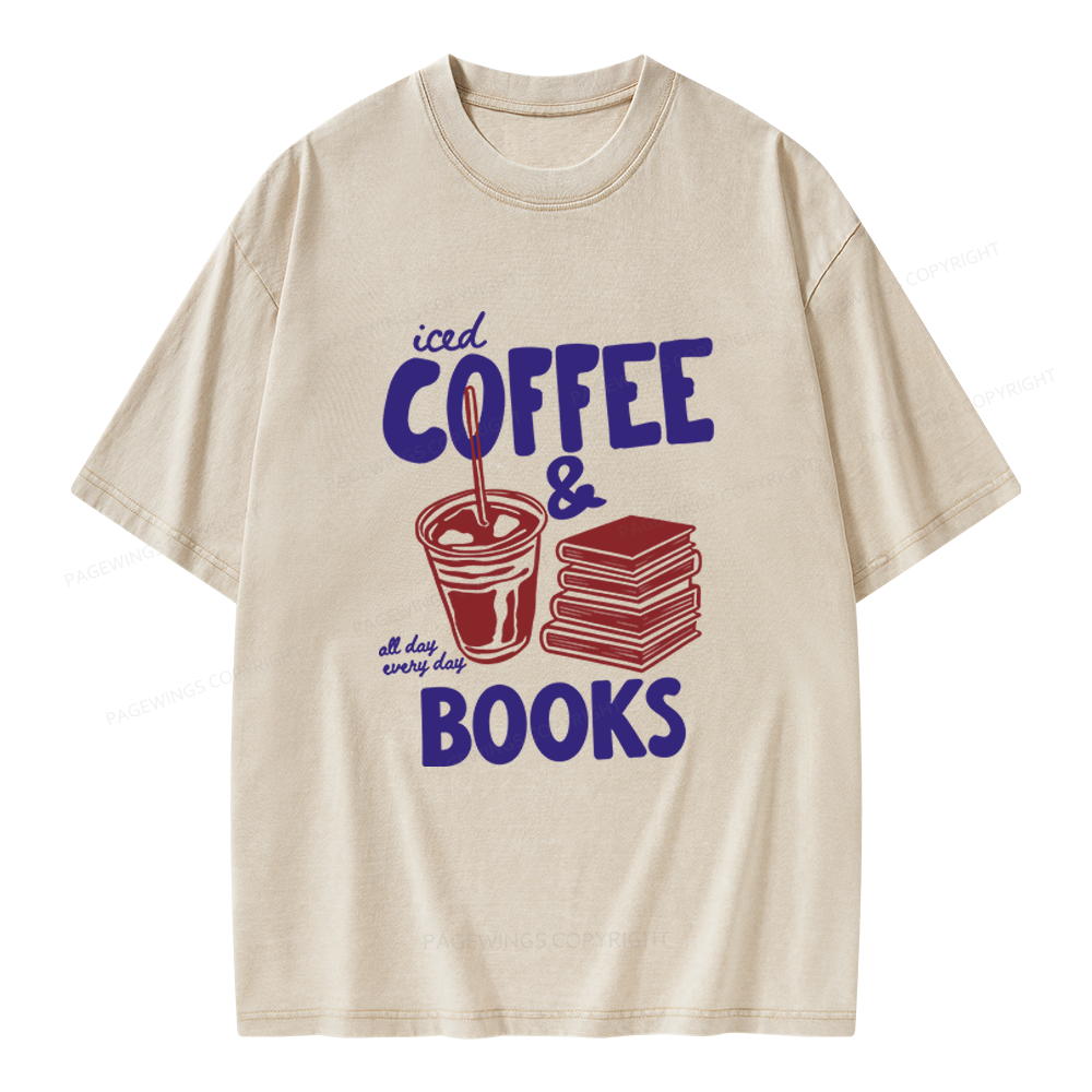 Pagewings Coffee And Books Unisex Washed T-shirt