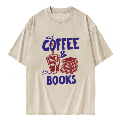 Pagewings Coffee And Books Unisex Washed T-shirt